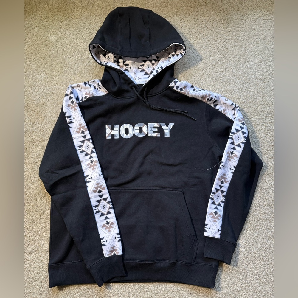 Hooey Black Hoodie with Geometric Accents